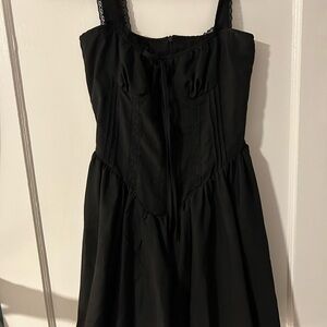 Elegant Black Square Neck Sleeveless Sundress
